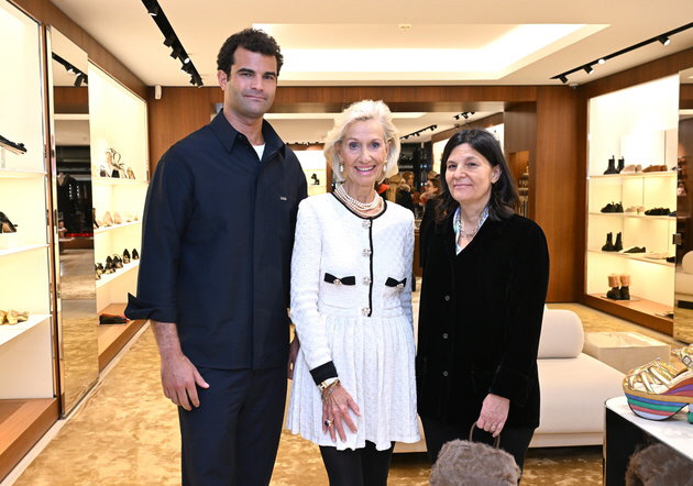 Riccardo Ferragamo und Angelica Visconti (Enkel des Firmengr�nders Salvatore Ferragamo) und Kristina Tr�ger (Pr�sidentin Club europ�ischer Unternehmerinnen). Foto: Frank Rollitz/ABR Pictures