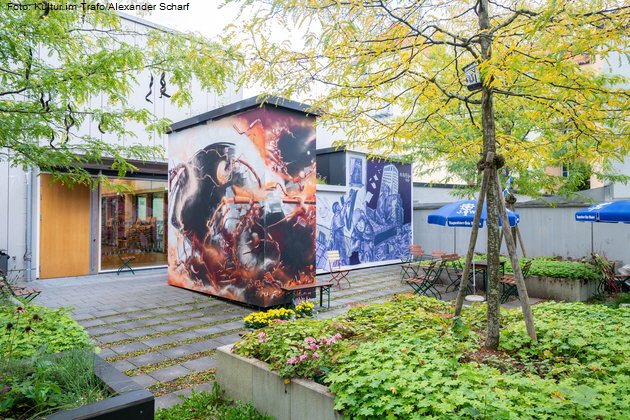 M�nchens geheimstes Graffiti: Es bl�ht und spr�ht im Neuhauser Trafo. Foto: Kultur im Trafo/Alexander Scharf