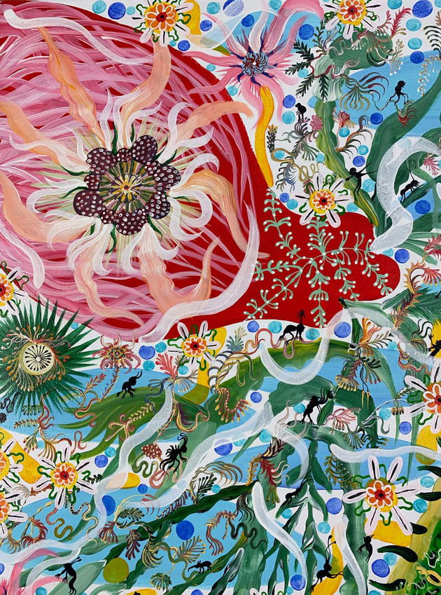 Abb._Ausschnitt_aus_Stefan_Tierschs_Sch_C3_B6pfolution__E2_80_93_Im_Wildgarten_der_Waldschrate_2C_2021_2C_Acryl_auf_Leinwandstoff_2C_155x155_cm